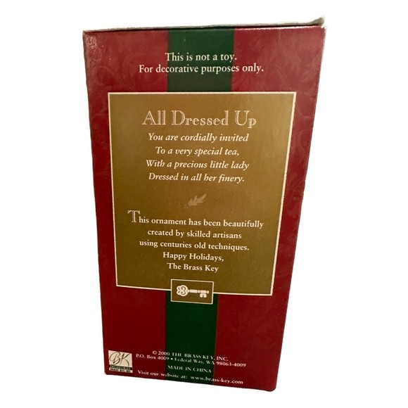 Vintage Christmas Treasures Brass Key Blown Glass Ornament Tea Lady Angel NIB - Picture 2 of 5